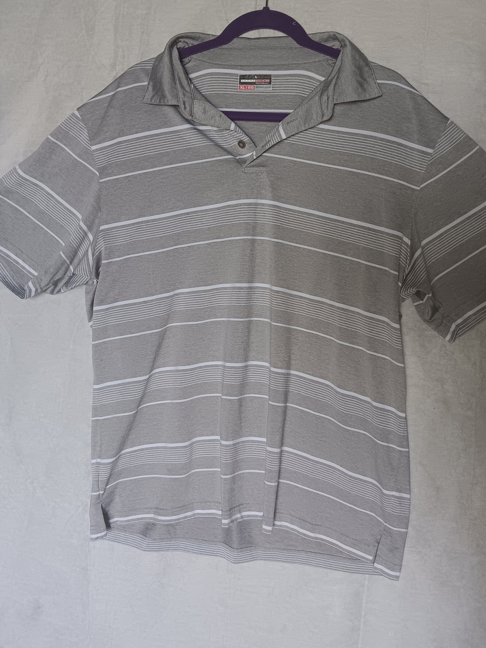 Classic Men's Light Gray Striped Polo Shirt